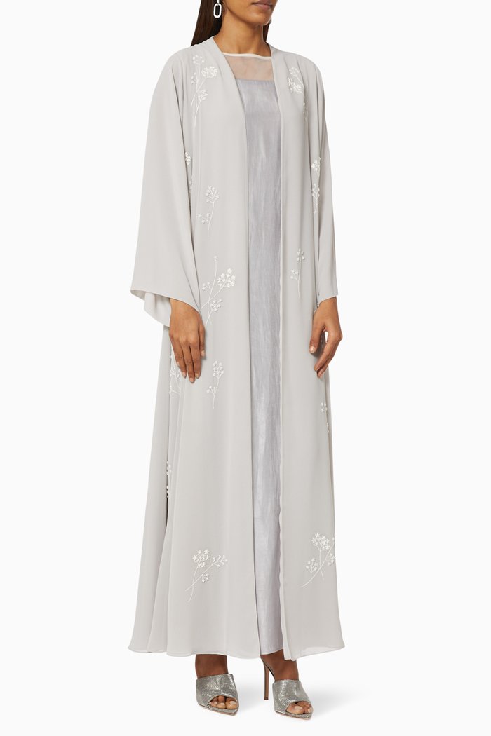 

A-line Abaya Set in Chiffon, Grey