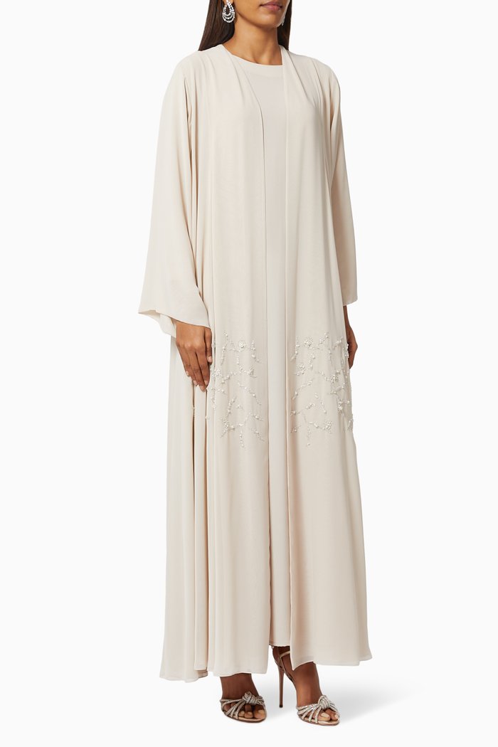 A-line Abaya Set in Chiffon, Neutral