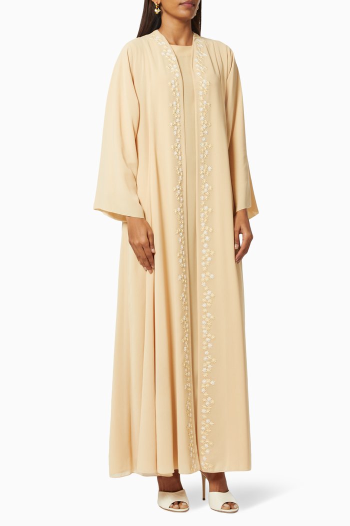 

A-line Abaya Set in Chiffon, Neutral