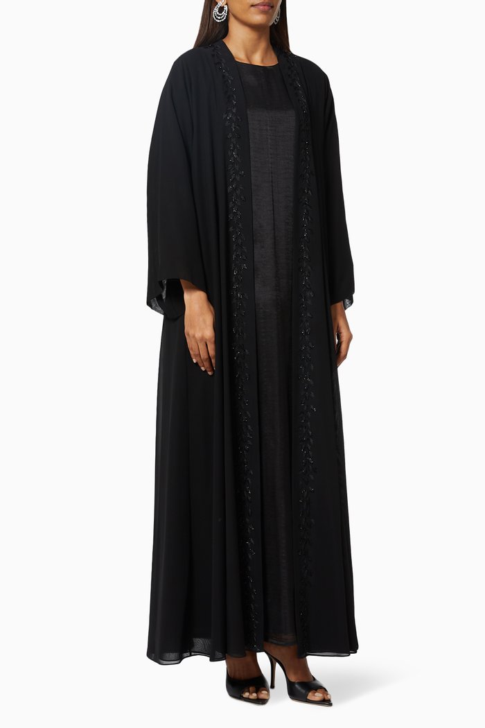 

A-line Abaya Set in Chiffon, Black