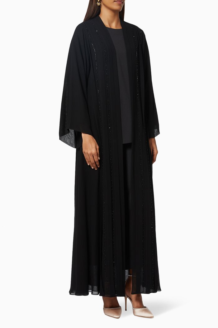 

Beaded Abaya Set in Chiffon, Black