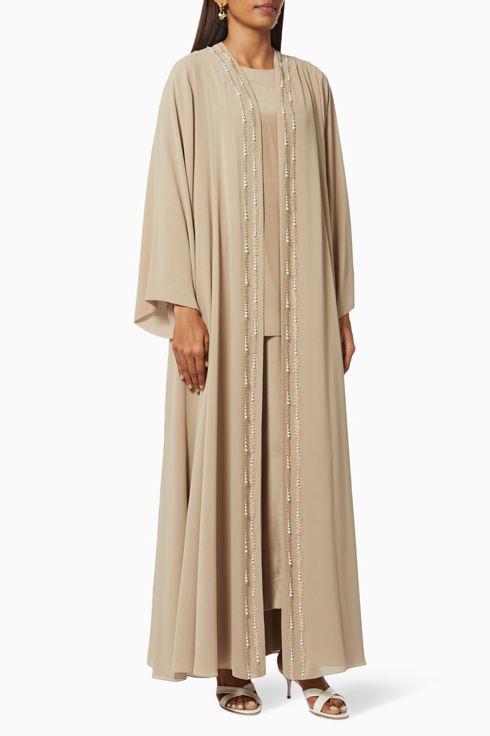

Beaded Abaya Set in Chiffon, Neutral