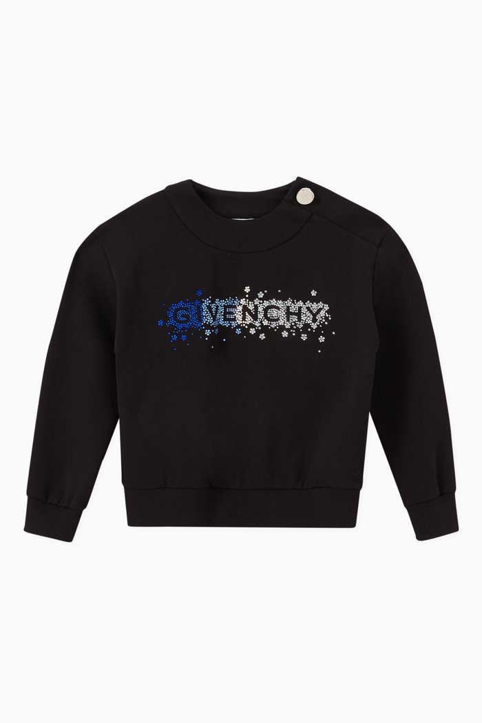 

Rhinestone Logo Sweatshirt in Fleece, Black