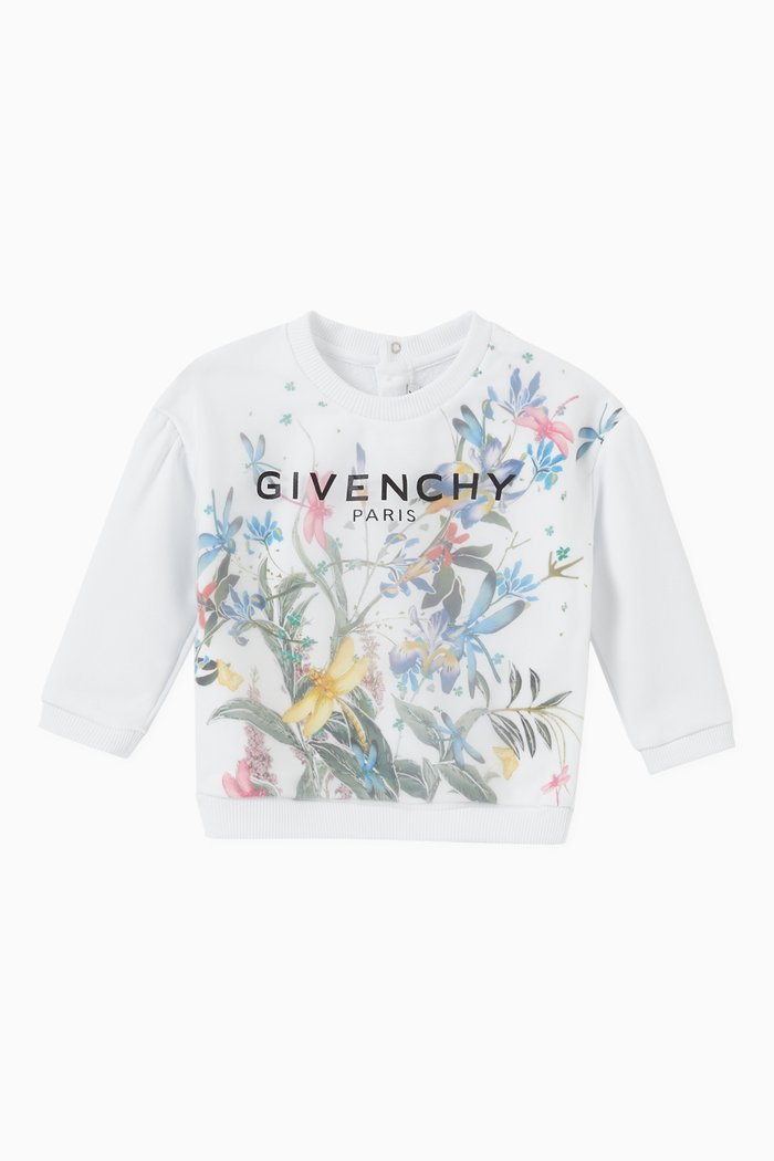 

Floral Logo Sweatshirt in Jersey, White