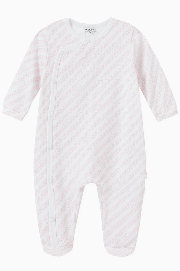 

Logo Chain Romper in Cotton, Pink