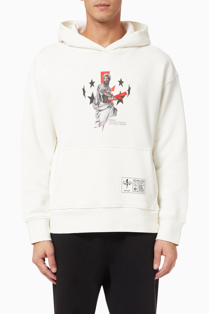 x James Harden Emperor of Basketball Hoodie in Jersey, White