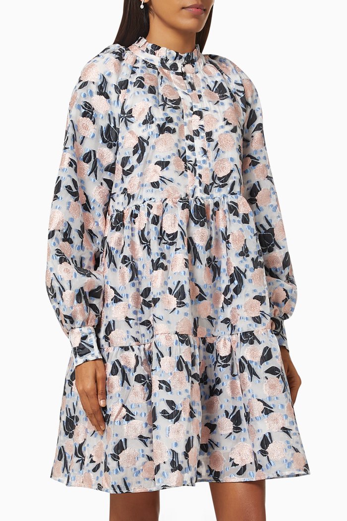 

Jasmine Dress in Floral Organza, Blue