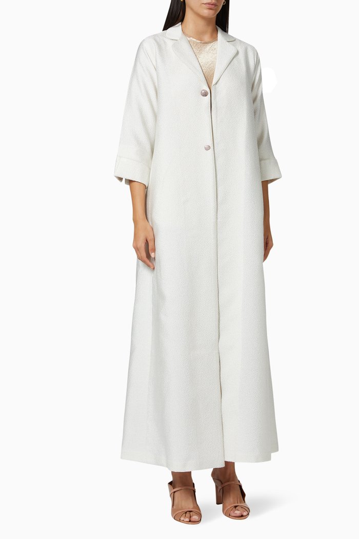 

Textured Collar Abaya, White