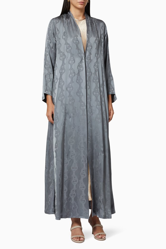 

Printed Abaya in Satin, Grey