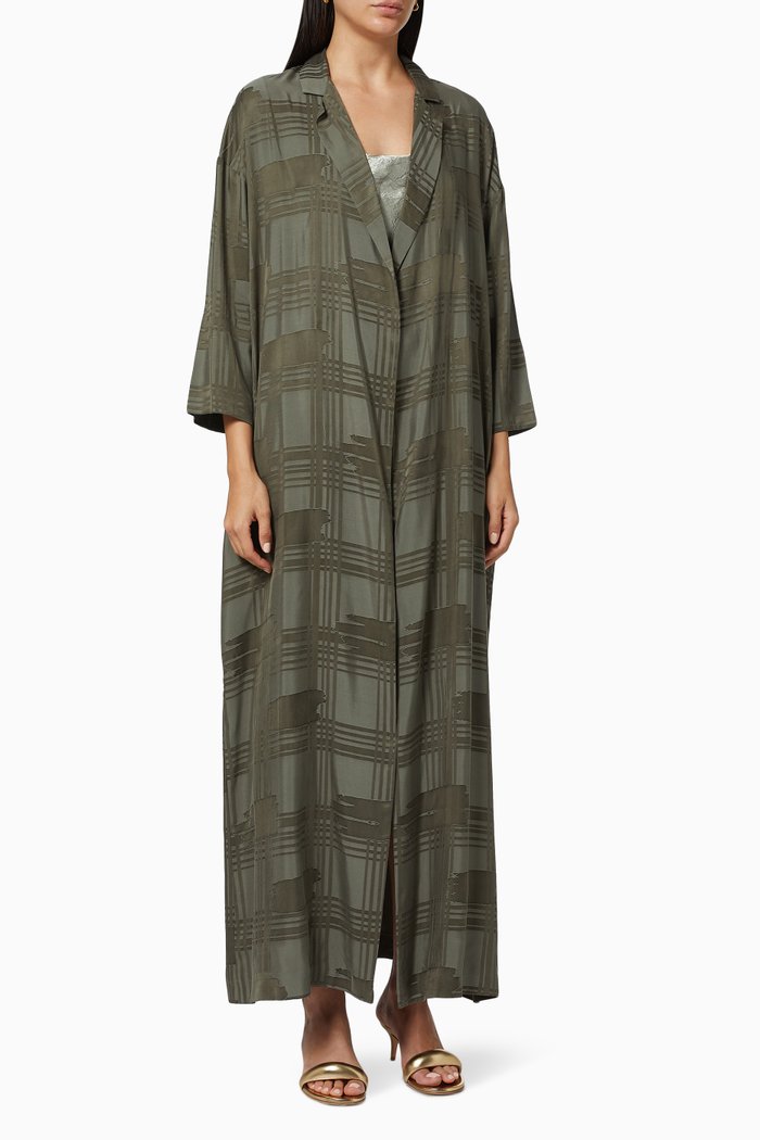 

Collar Printed Abaya, Brown