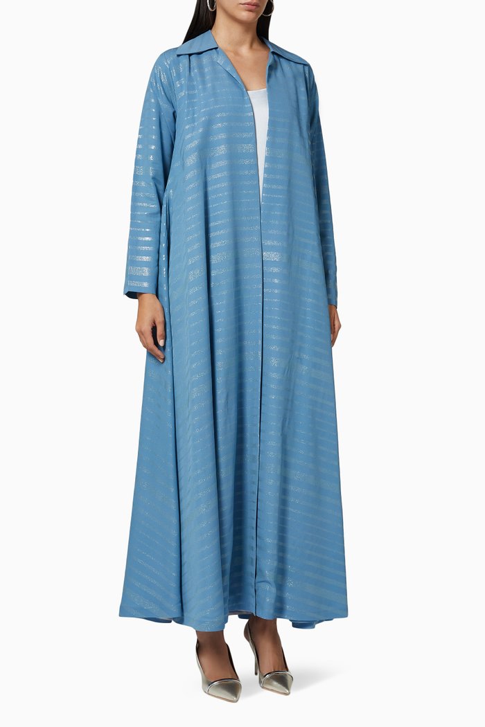 

Metallic Stripe Abaya, Blue