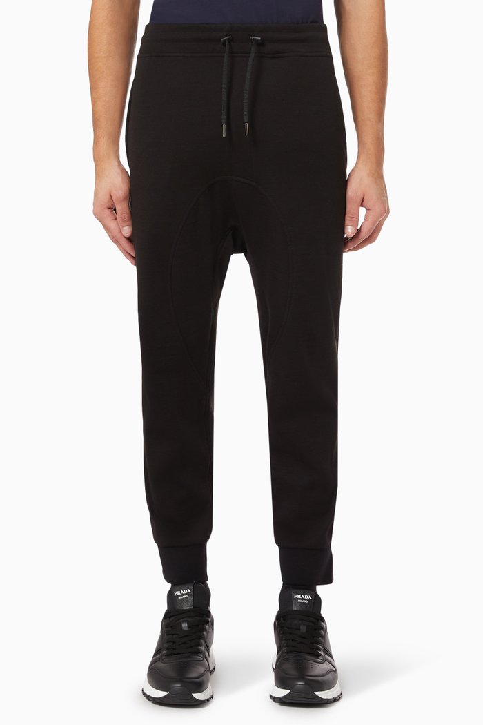 Low-rise Trousers in Wool Jersey, Black