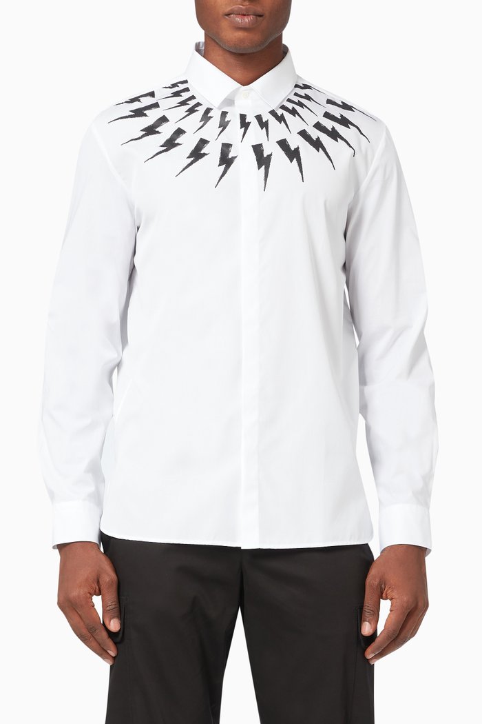

Fair Isle Thunderbolt Shirt in Poplin, White