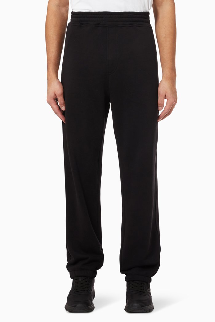 

Bolt Embroidered Baggy Sweatpants in Cotton Fleece, Black