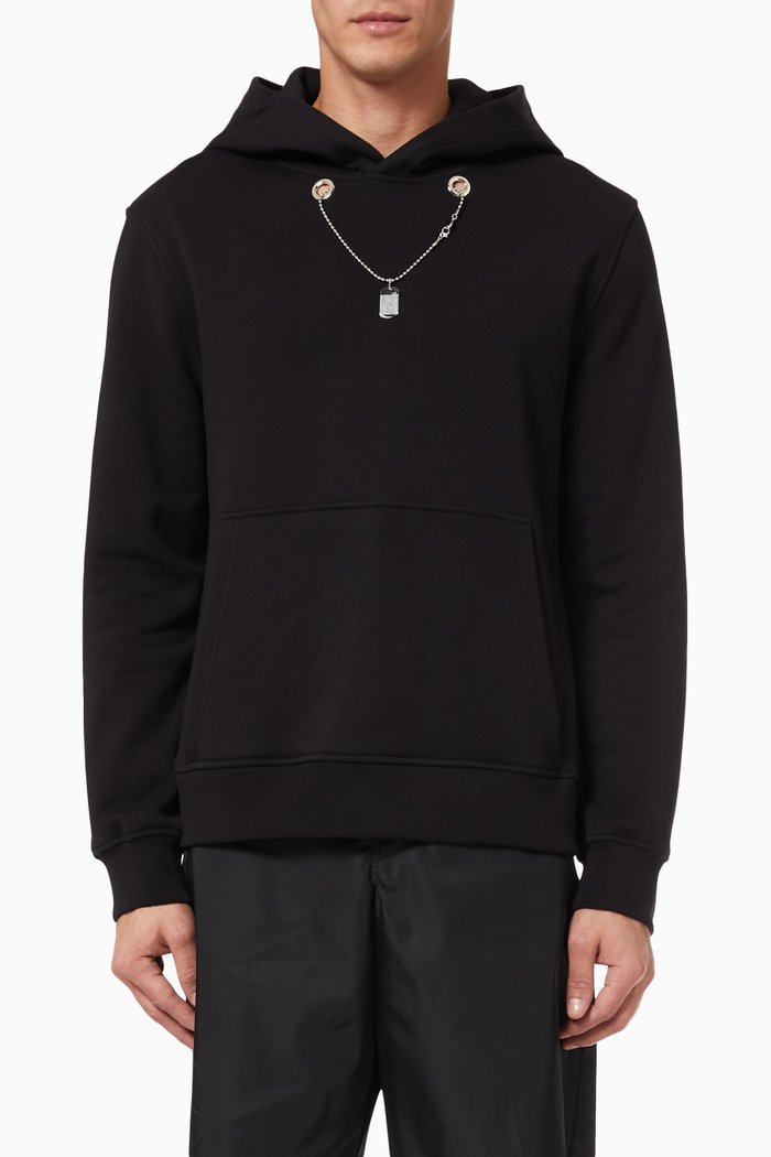 

Dog Tag Hoodie in Midweight Cotton Fleece, Black