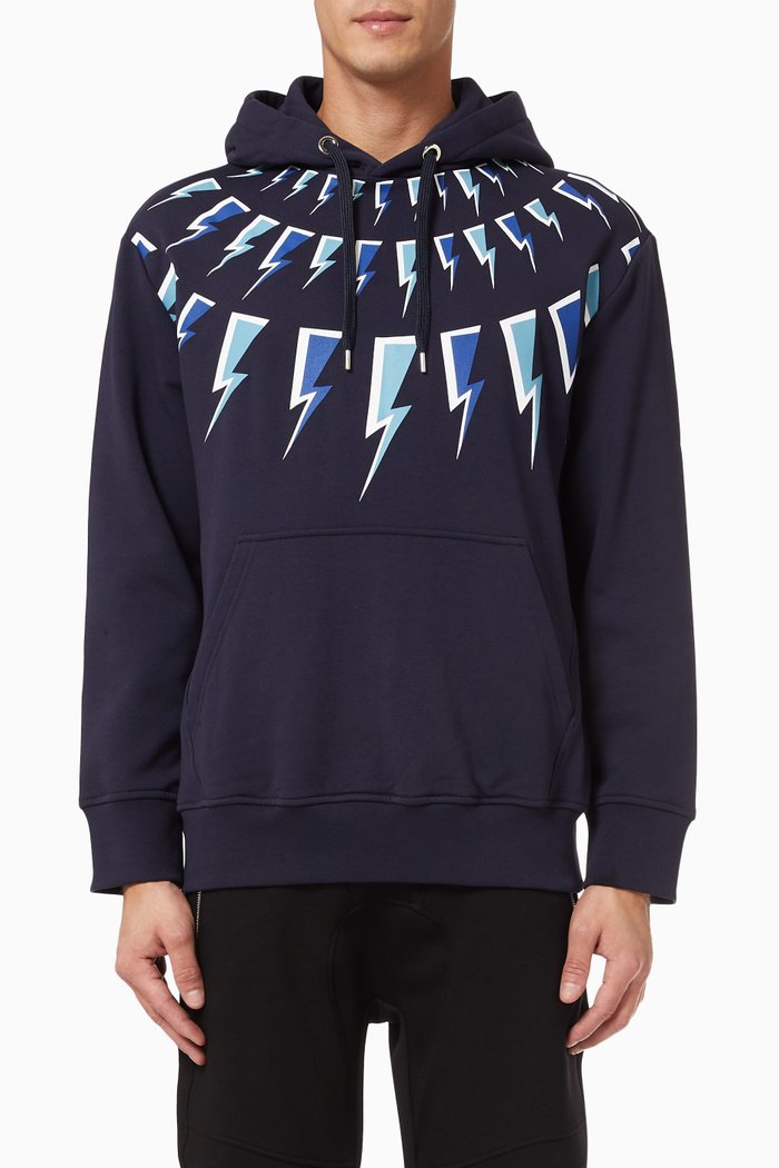 

Bolt Hooded Sweatshirt in Cotton Fleece, Blue
