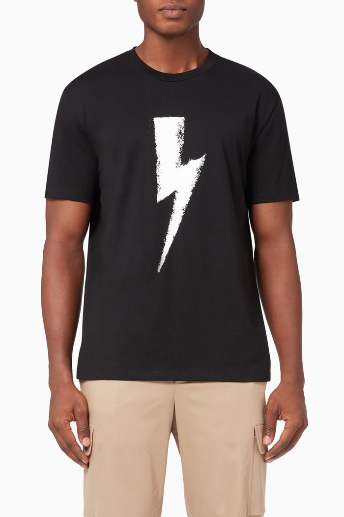 

Bolt Print T-shirt in Jersey, Black