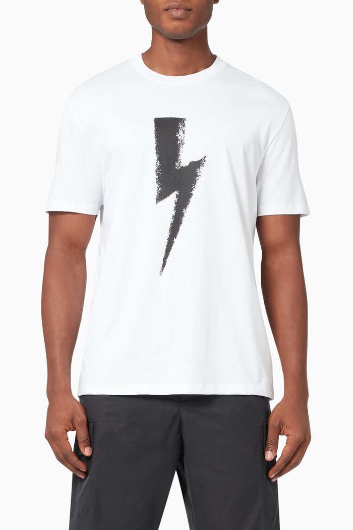 

Bolt Print T-shirt in Jersey, White