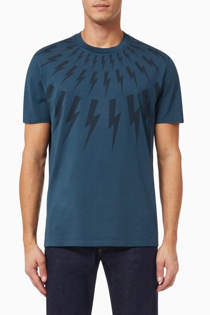 

Bolt Graphic T-shirt in Cotton Jersey, Blue