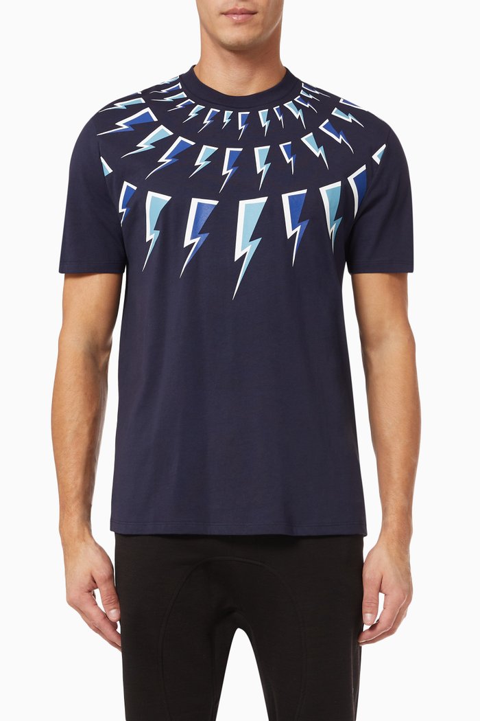 

Bolt Graphic T-shirt in Cotton Jersey, Blue