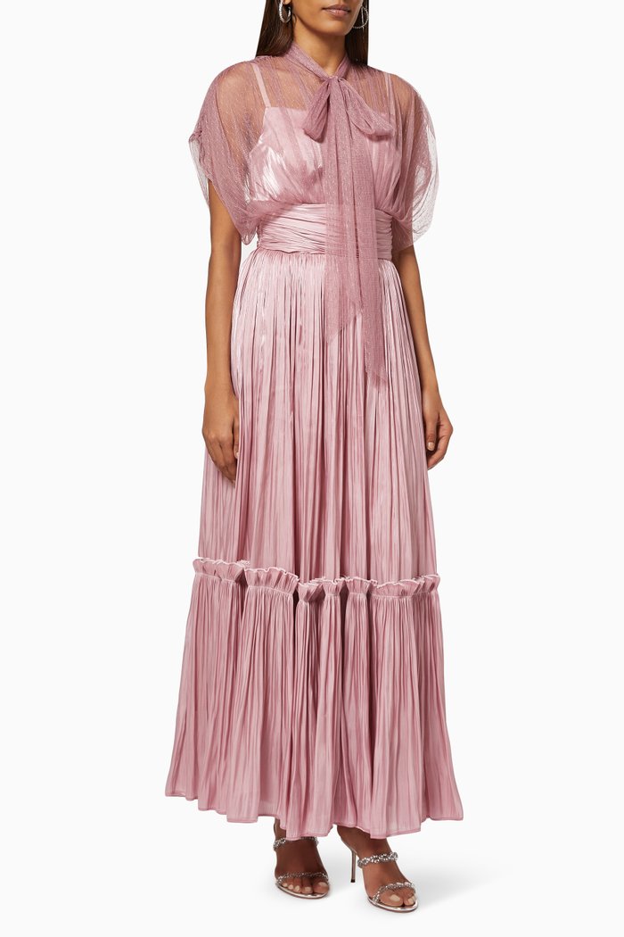 

Ruched Dress with Bow, Pink