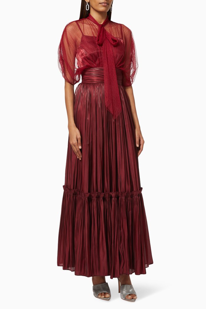 

Ruched Dress with Bow, Red