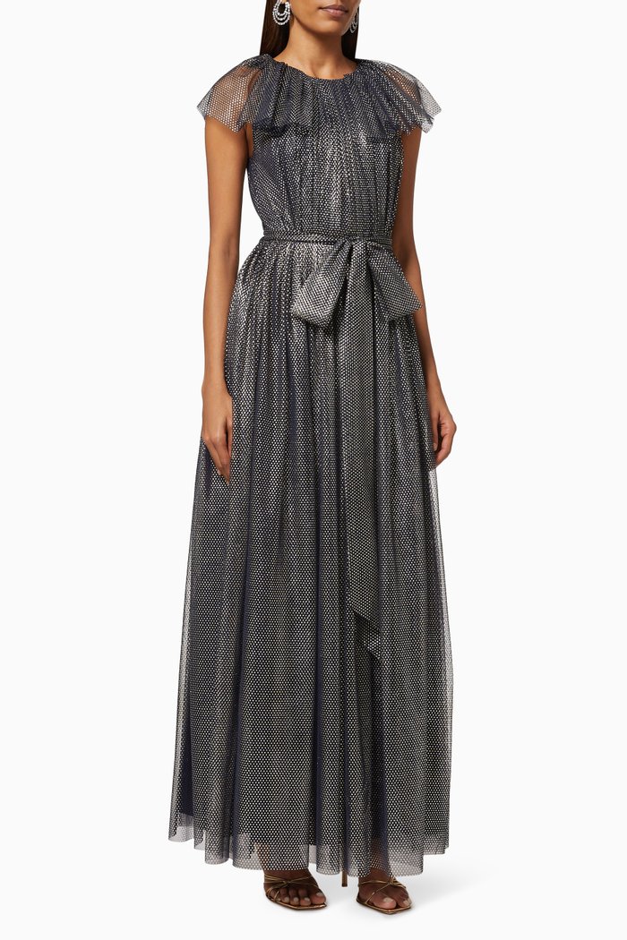 

Shimmer Dress with Cape, Black