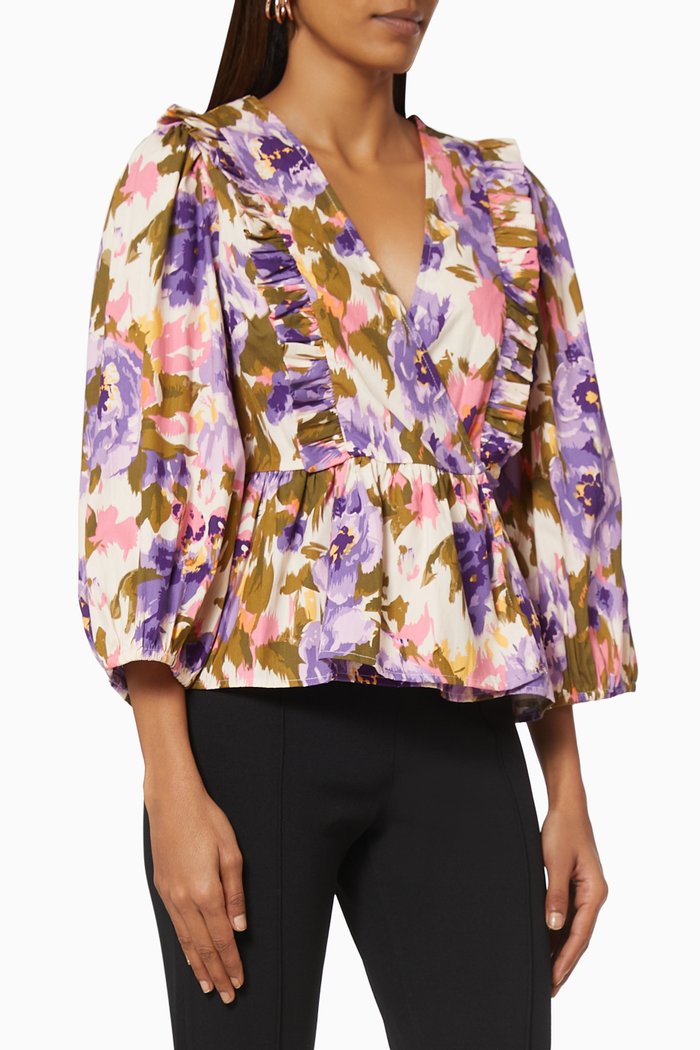 

Yascaleia Wrap Top in Organic Cotton, Neutral