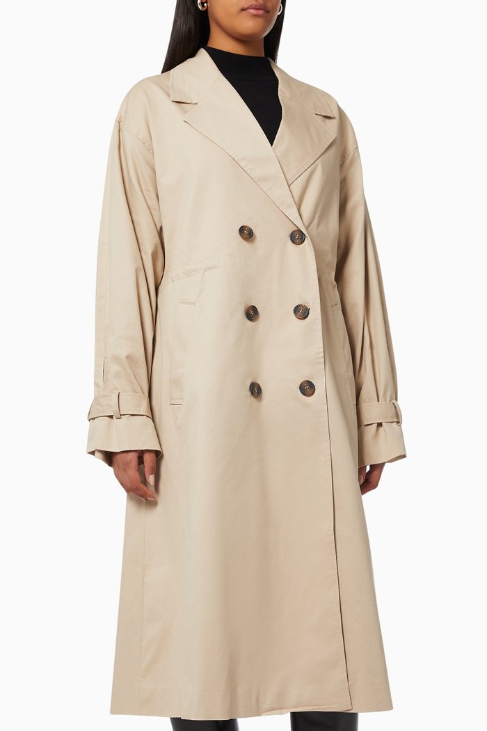 

Yassanda Trench Coat in Cotton, Neutral