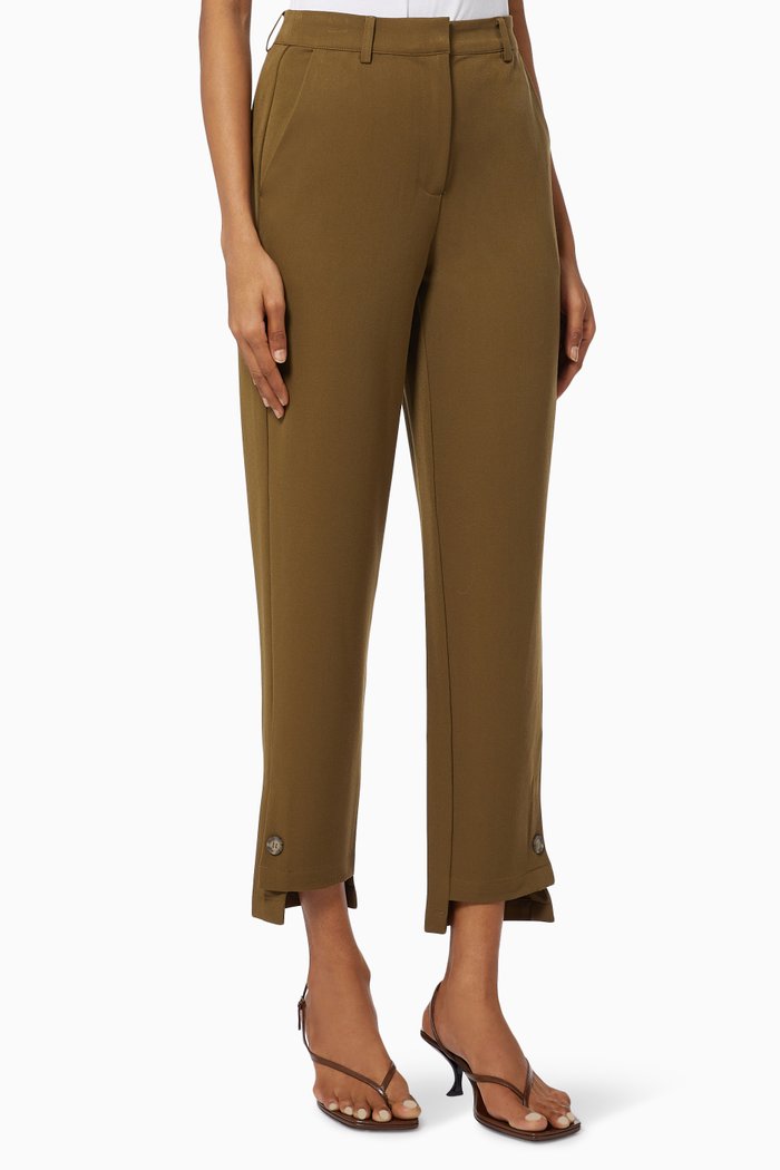 

Yasnoelle Trousers with Buttons, Green