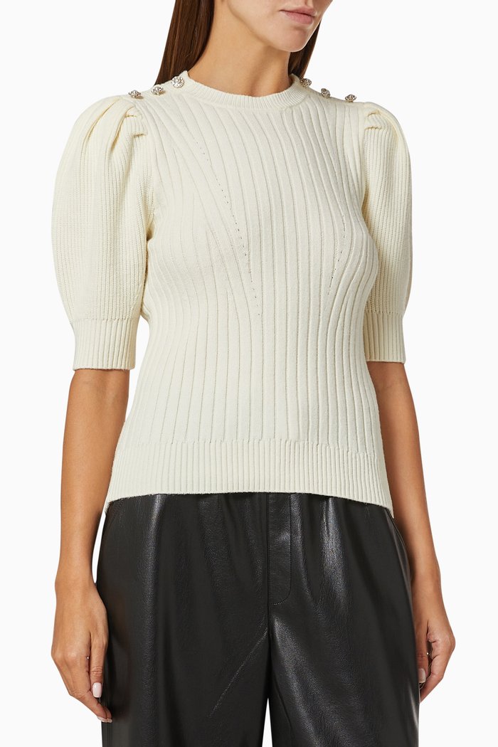 

Yasglimta Pullover in Organic Cotton & Acrylic Knit, Neutral
