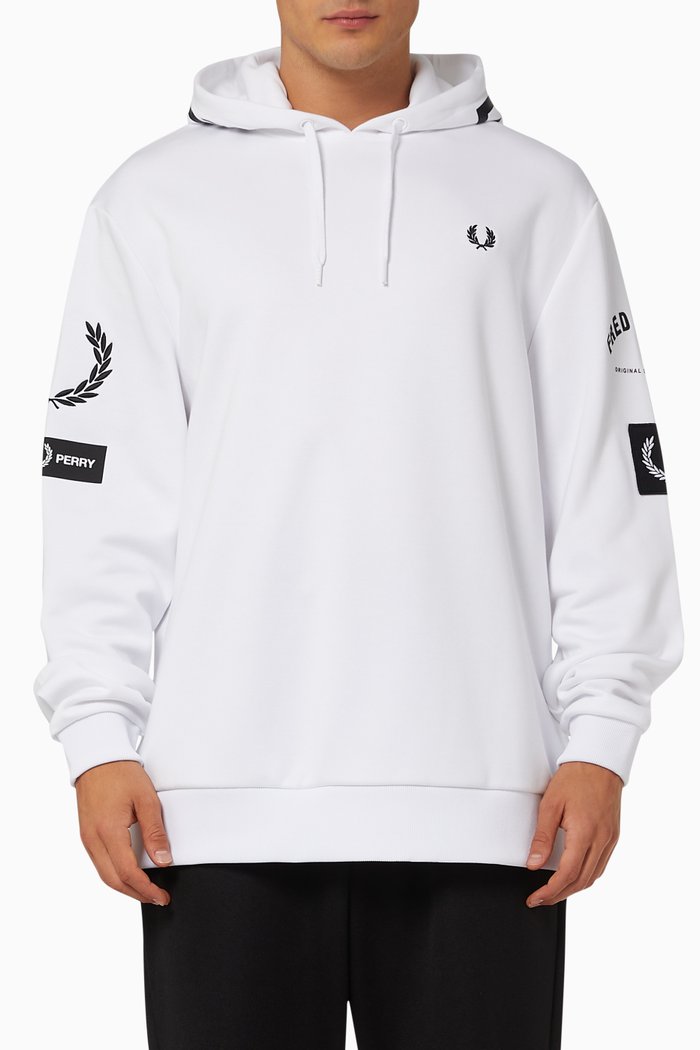 

Bold Branding Interlock Hooded Sweatshirt, White