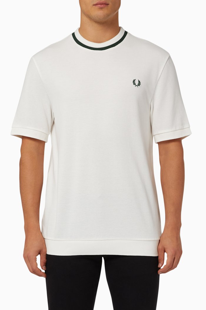 

Single Tipped Crew Neck T-shirt in Cotton Piqué, White
