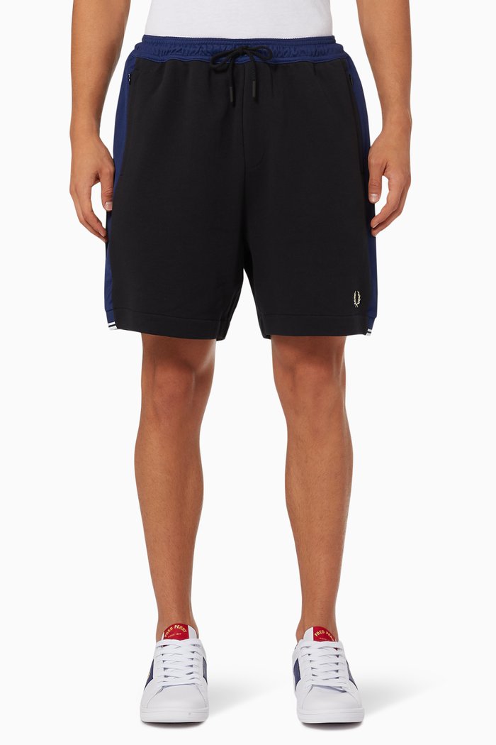 

Tricot Panel Shorts in Loopback Cotton, Black
