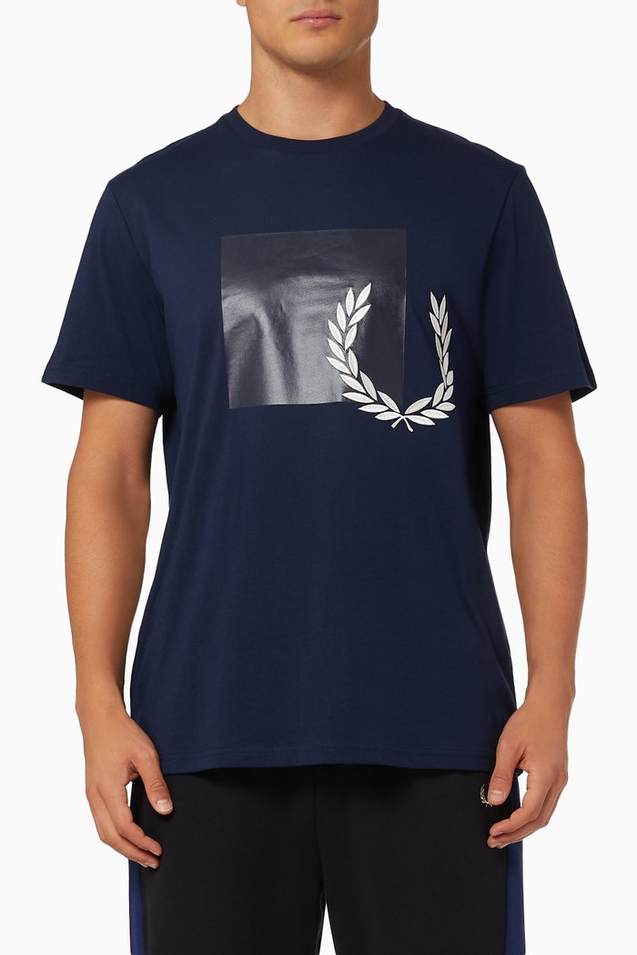 

Tonal Graphic T-shirt in Cotton, Blue