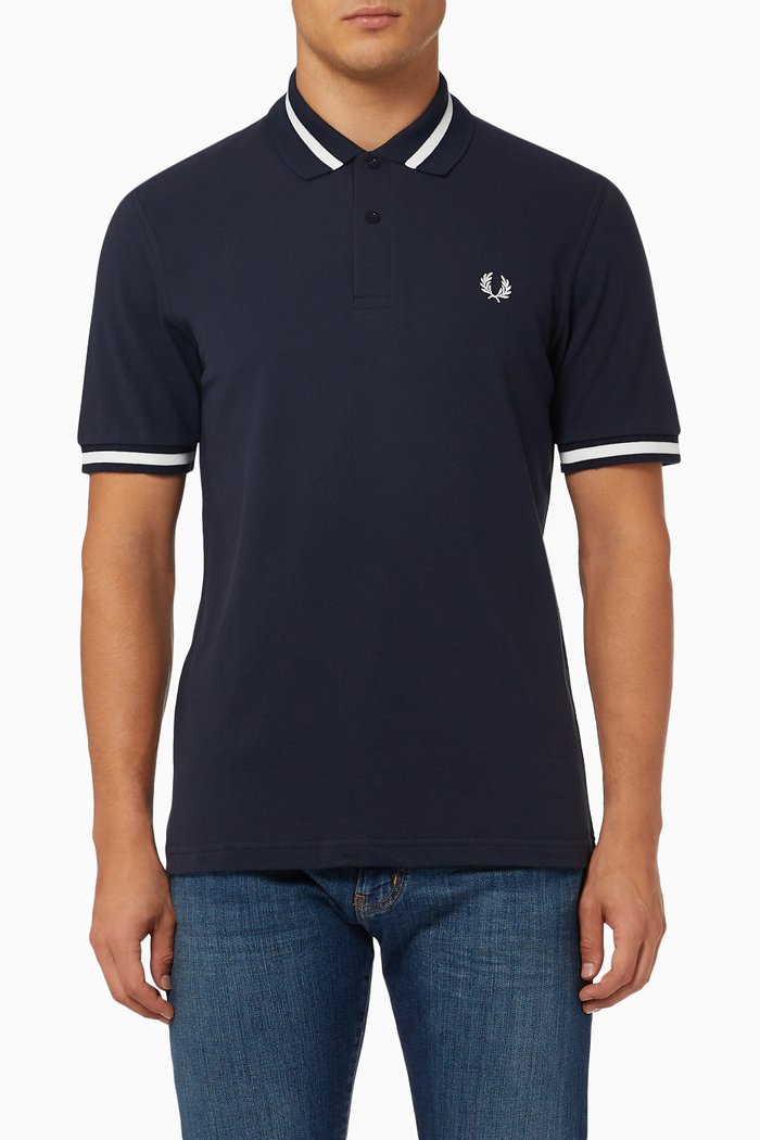 

Single Tipped Polo Shirt in Cotton Piqué, Blue