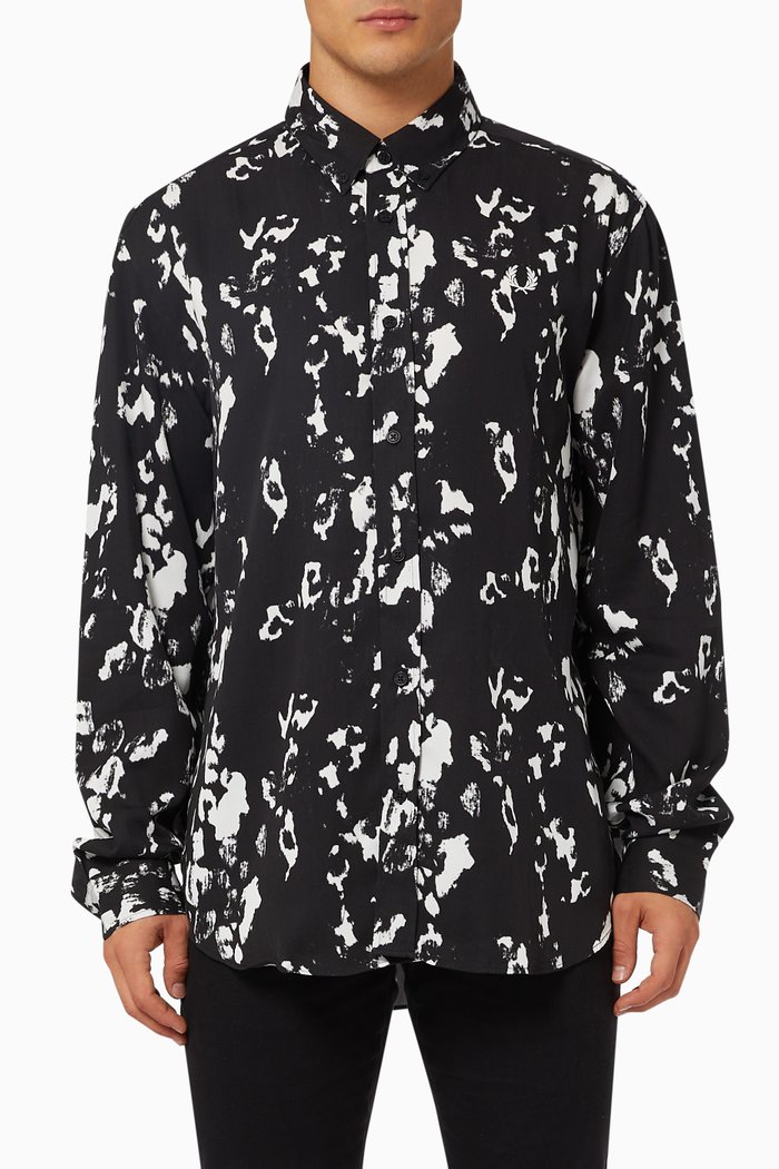 

Monochrome Abstract Shirt in Lyocell, Black