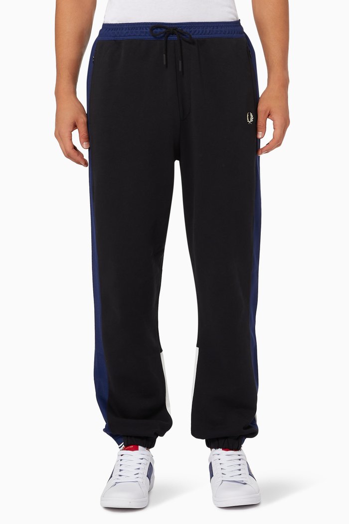 

Tricot Panel Sweat Pants in Loopback Cotton, Black