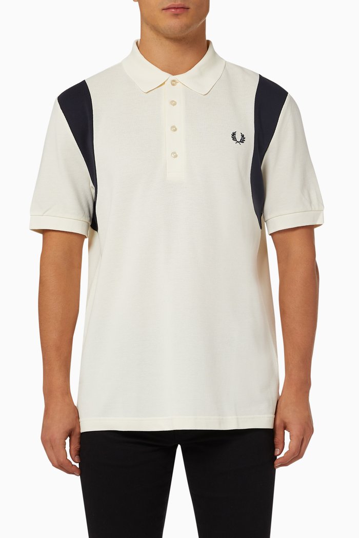 

Contrast Rib Polo Shirt in Cotton Piqué, Neutral