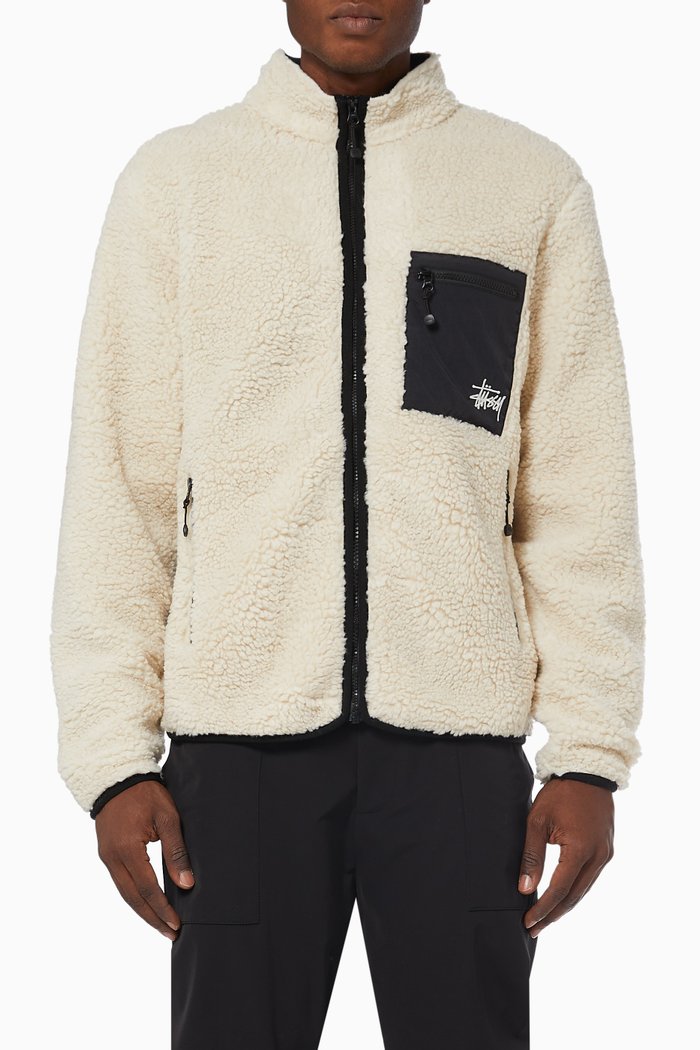 

Venus Jacquard Jacket in Sherpa Fleece, Neutral