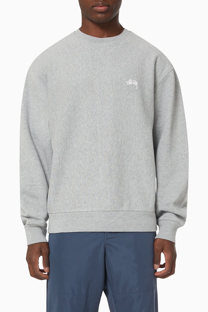 

Stock Logo Crew Sweatshirt in Cotton Fleece, Grey