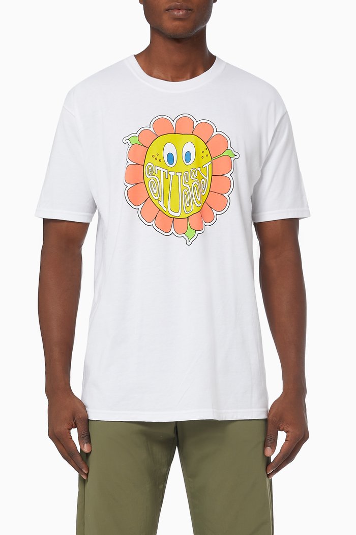 

Happy Flower T-shirt in Cotton Jersey, White