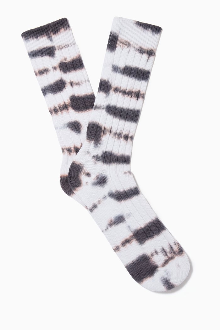 

Dyed Striped Socks in Cotton Knit, Black