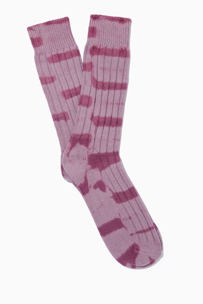

Dyed Striped Socks in Cotton Knit, Purple