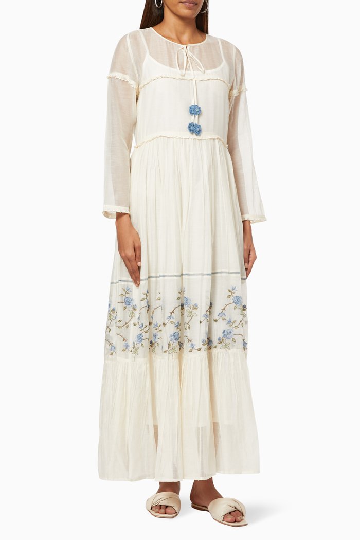 

Liz Maxi Dress in Cotton Silk Blend, Neutral