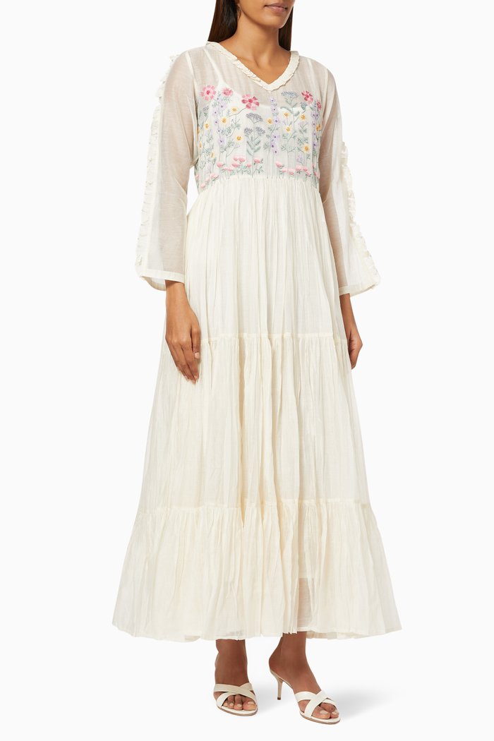 

Mira Maxi Dress in Cotton Silk Blend, Neutral