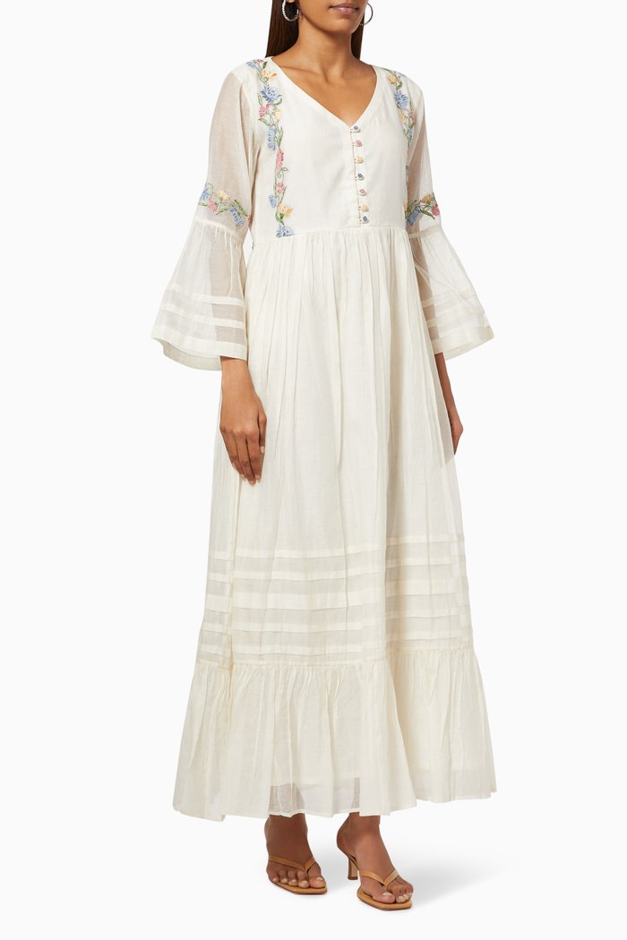 

Kylie Maxi Dress in Cotton Silk Blend, Neutral