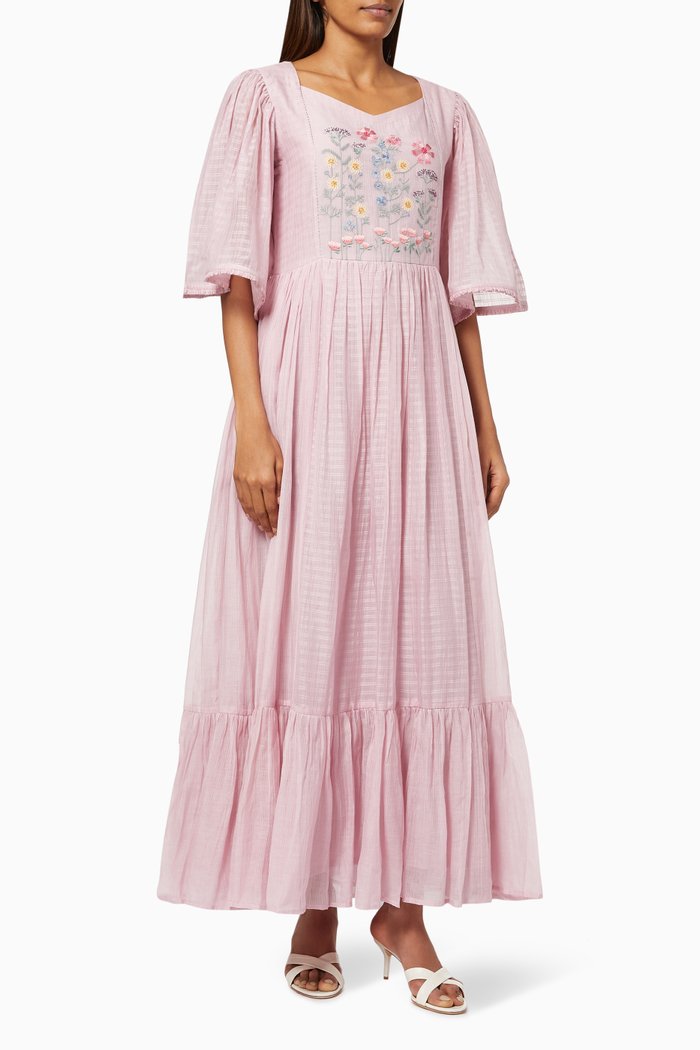 

Apple Maxi Dress in Cotton Silk Blend, Pink