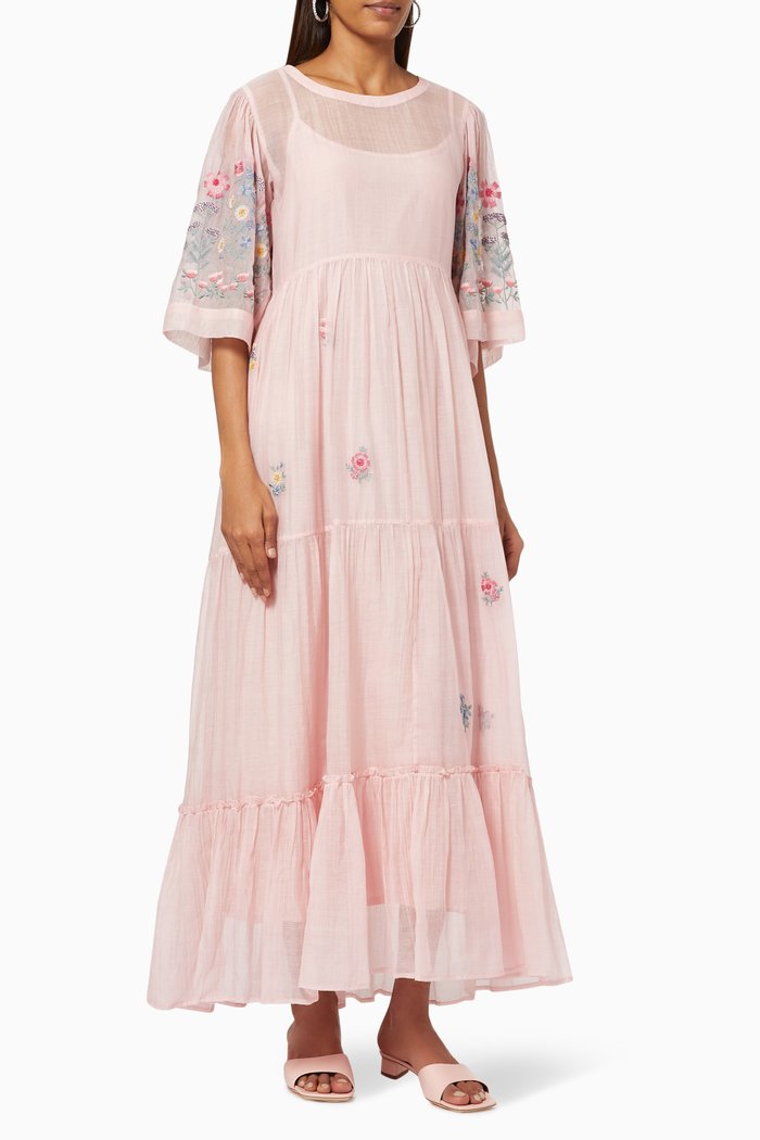 

Spain Maxi Dress in Cotton Silk Blend, Pink