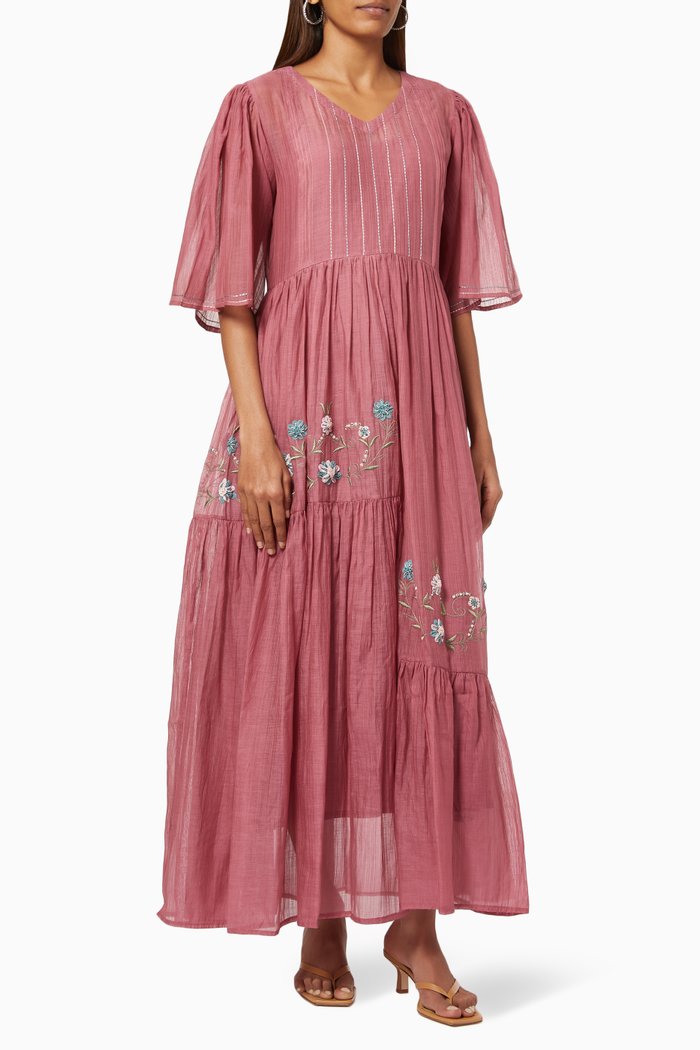 

Blair Maxi Dress in Cotton Silk Blend, Red